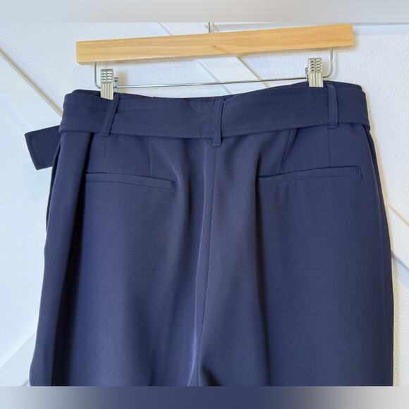 Express Belted Super High Rise Ankle Wide Leg Trouser Pant Navy Size 12 - Picture 4 of 10
